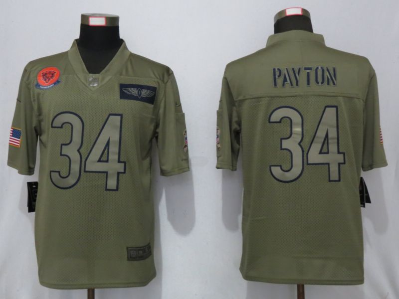 Men Chicago Bears #34 Payton Nike Camo 2019 Salute to Service Limited NFL Jerseys->chicago bears->NFL Jersey